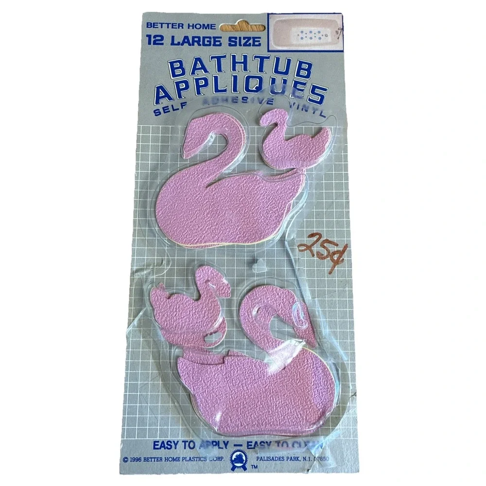 Vintage Bathtub Appliques Swan Pink 11 Pc Better Home 1996 NEW *Open Box